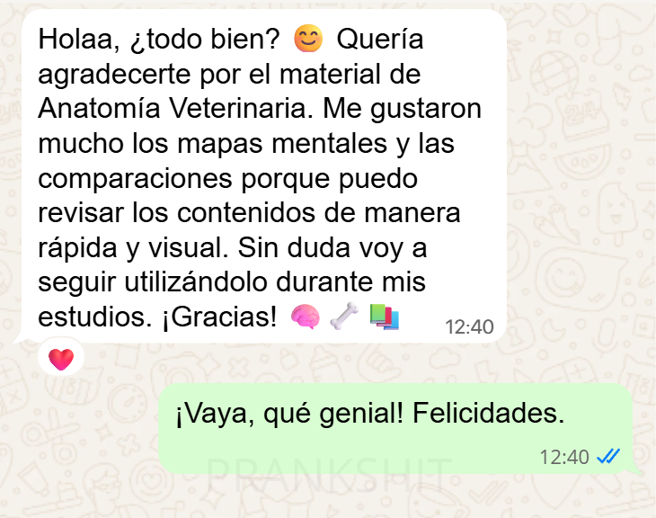 Mensaje de una estudiante agradeciendo por el material