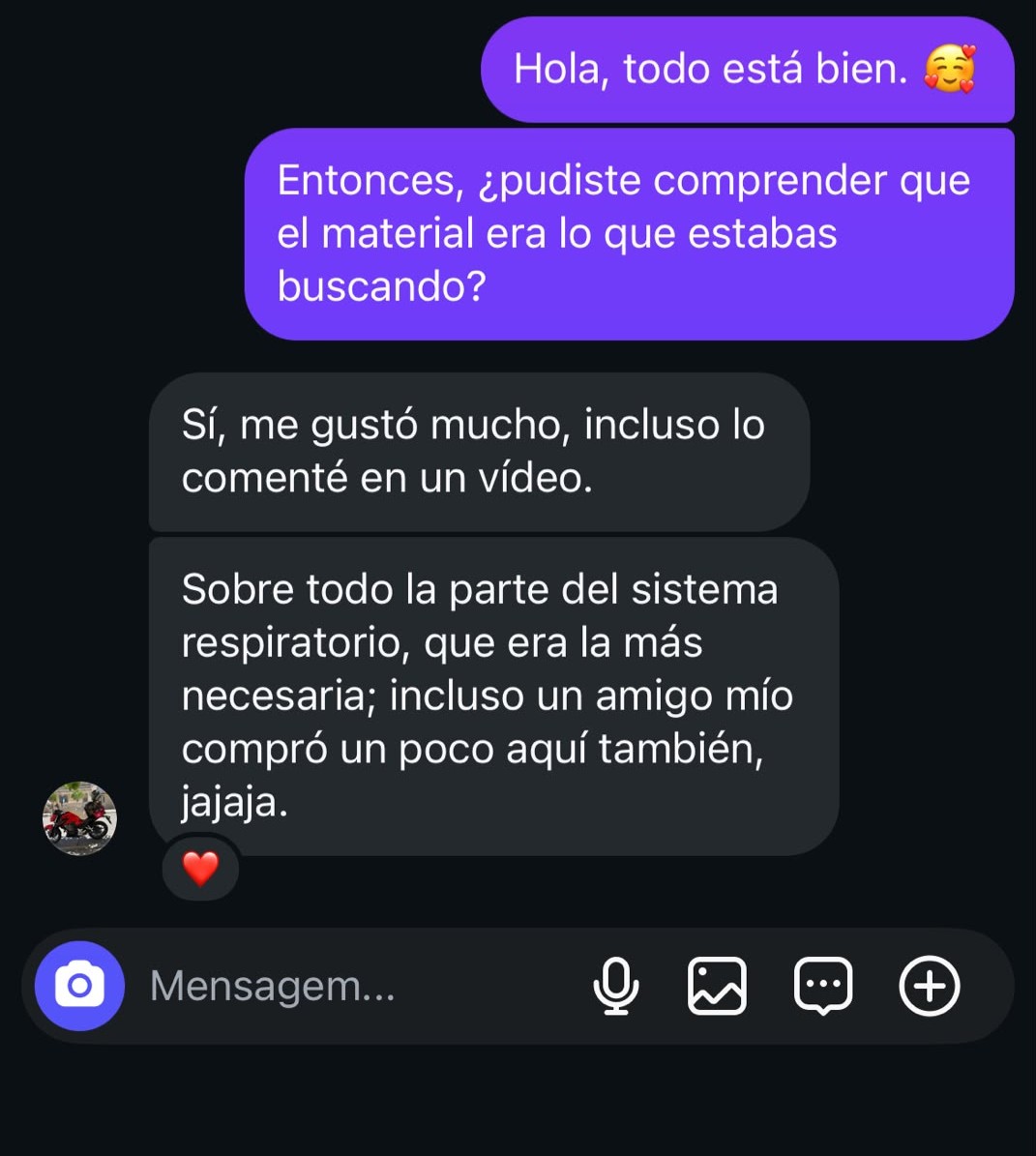Conversación de un estudiante sobre el contenido del sistema respiratorio